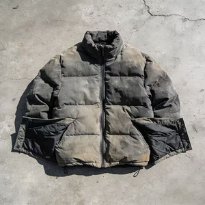 Giacca Puffer Streetwear di Lusso Effetto Invecchiato, Unisex, con Zip, Antivento, Imbottita in Piuma d'Oca, Lavaggio Acido - Product Image 4