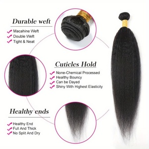 Bon <span class=keywords><strong>prix</strong></span> Kinky Straight Paquet de cheveux 100% cheveux humains 4 faisceaux et un frontal un ensemble pour faire une tête pour les femmes noires - Product Image 4