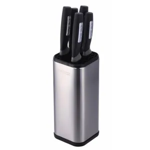 Set di coltelli in acciaio inossidabile con blocco porta coltelli, 5 pezzi, per cucina - Product Image 1