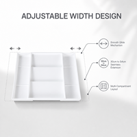 Organisateur de tiroir de cuisine extensible et ajustable, en plastique, pour ustensiles, couverts, épices, séparateur de rangement, sans BPA, en matériau PP