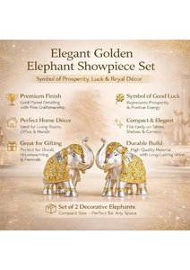 Pure Gold Silver Coated <b>Elephant</b> Showpiece Decorative <b>Elephant</b> Statue for Home <b>Decor</b> Good Luck Pooja Vastu Two <b>Elephant</b> Set - Product Image 2