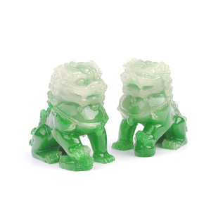 Paio di Giada <span class=keywords><strong>Statua</strong></span> In Piedi Classico Cinese Fengshui Fu Dog - Product Image 1
