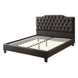 Modern Faux Leather Gorgeous <b>Queen</b> <b>Size</b> <b>Bed</b> Bedframe Modern Tufted Upholstered Headboard Bedroom Furniture - Product Image 5