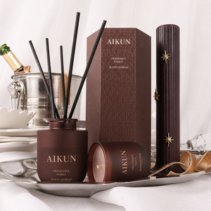 AIKUN Luxury Packaging Natural Soy Wax Smoke Free Strong Fragrance <b>Reed</b> <b>Diffuser</b> Fragrance <b>Diffuser</b> Aromatherapy Candle Set - Product Image 3