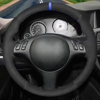Housse de volant de voiture en cuir suédé noir DIY, accessoires de voiture pour BMW M Sport E46 330i 330Ci E39 540i 525i 530i M3 E46