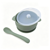 Ensemble de vaisselle portable à motif uni, compatible micro-ondes, avec logo personnalisé, bol à boire souple pour bébé, bol à ventouse en silicone pour aliments pour bébé