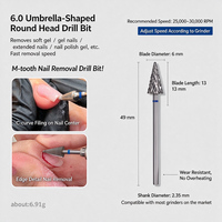 Petite fraise à ongles en forme de parapluie pour le retrait de gel, le lissage des ridules et le lissage des transitions, outil de remplacement