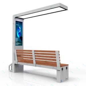 Banc moderne étanche en acier alimenté par énergie solaire avec chargement USB Wifi pour la publicité extérieure pour l'école d'hôpital <span class=keywords><strong>de</strong></span> parc <span class=keywords><strong>de</strong></span> patio <span class=keywords><strong>de</strong></span> <span class=keywords><strong>jardin</strong></span> - Product Image 1