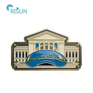 Personalisierte Souvenir-Geschenke Vereinigte Staaten Chicago <span class=keywords><strong>Illinois</strong></span> Kühlschrankmagnet Anstecknadel Abzeichen Brosche Maßgefertigter Chicago Emaille-<span class=keywords><strong>Pin</strong></span> - Product Image 5