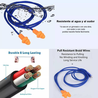 Earphone Musik In-Ear Berkabel Dengan Jack 3.5 Mm Kabel Nilon Biru Earbud Oranye Dengan Remote Dan Mikrofon Untuk Penggunaan Olahraga Peredam Kebisingan Industri