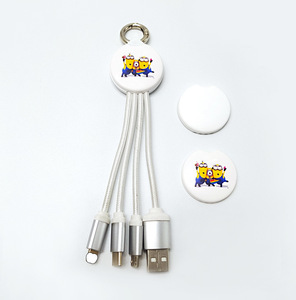 Customized USB Gadget Gift 3 in 1 Fast Charging Nylon Braided Keychain Cable Portable Universal Mobile Phone