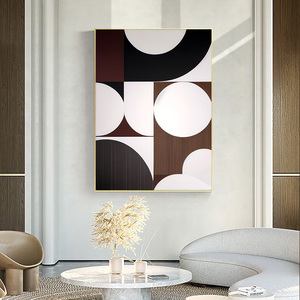 Figura geométrica moderna hecha a mano pintura al óleo lienzo puro abstracto Rectangular cuadro de pared Circular para decoración de habitación Naturaleza muerta - Product Image 2