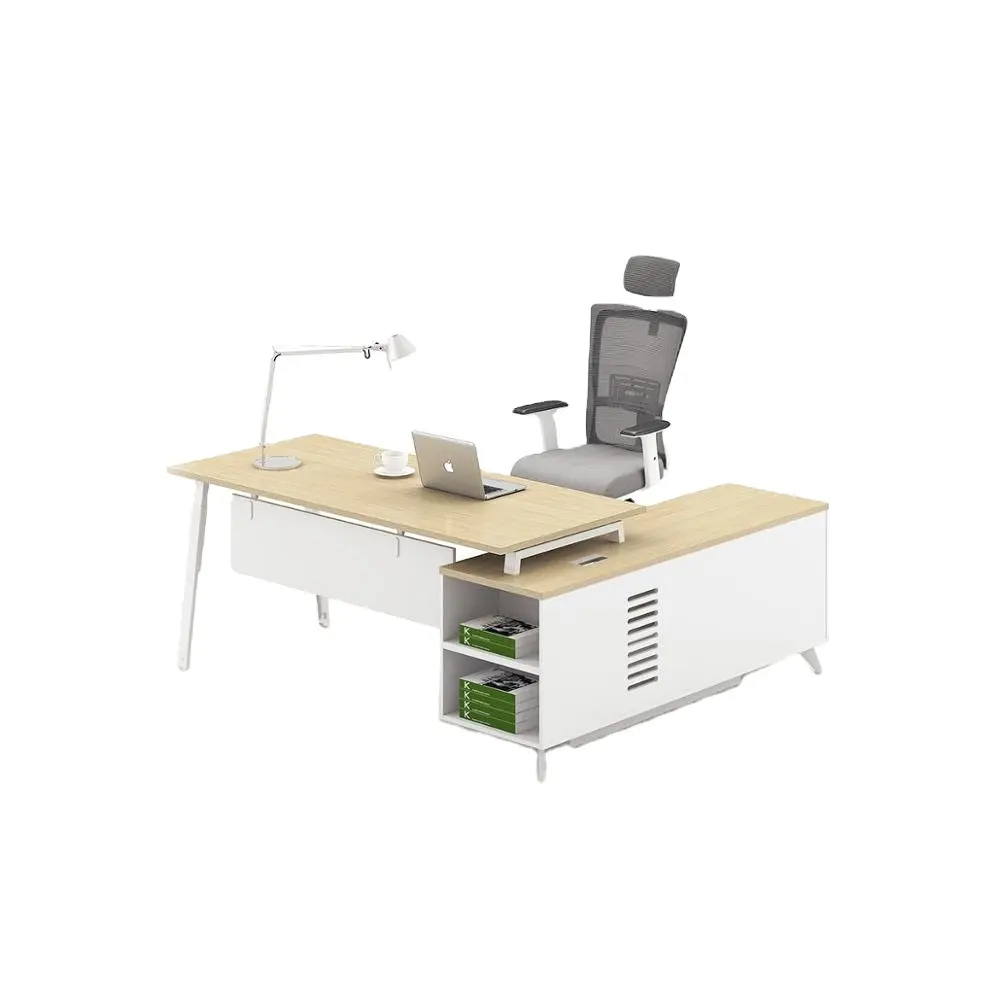 Bureau d'angle, bureau d'ordinateur, Confortable, en bois de cerise, blanc, 1 pièce