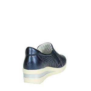 Zapatos Cómodos de Cuero Perforado Azul con Plataforma y Punta Descubierta para Mujer, Marca Cinzia - Product Image 2