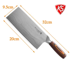 Pisau golok 8 inci untuk pisau pisau, pisau pemotong dapur dengan pegangan kayu Pakka