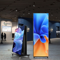 Machine publicitaire mobile sur pied, écran LED intelligent pliable portable d'intérieur, affichage de totem d'affiche