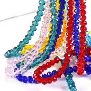 Bán buôn Chất lượng cao mặt pha lê hạt 6 mét rondelle hạt thẳng lỗ giá rẻ Glass Beads đối với trang sức làm
