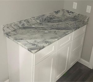 Design avanzato personalizzato cucina piano di lavoro in granito 18mm di spessore bordo facilitato con lavello - Product Image 6