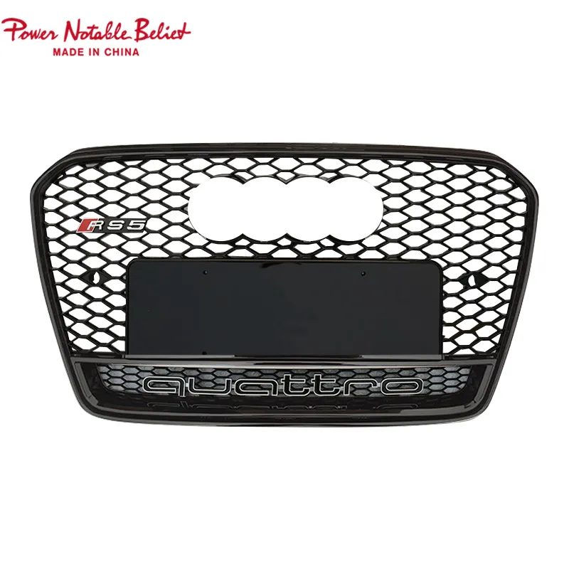 Calandre avant en maille nid d'abeille de haute qualité, grille de pare-chocs avant en maille pour Audi A5 S5 RS5 B85, cadre quattro style 2013 — 2015