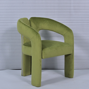 Sillón de Estilo Moderno Personalizado, Tapizado en Terciopelo Color Crema, para Eventos y Fiestas de Boda, con Respaldo Suave - Product Image 4