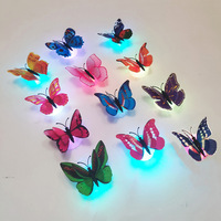 Fête Nouveauté Papillon Néon Lumière LED Coloré Veilleuse Flash Simulation 3D Papillon Mur Anniversaire Décoration De Mariage