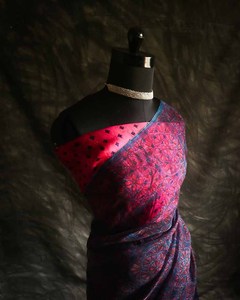 Meilleure qualité main bloc imprimé organza soie Saree indien pakistanais fête porter pour les mariages d'autres occasions fabriqué Inde - Product Image 5