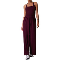 Jumpsuit Wanita 2026 Model Halter Cross Hollow Back, Bahan Bernapas Cepat Kering Tanpa Jahitan, Kaki Lebar, Kasual Modis untuk Tari, Yoga, dan Olahraga di Gym
