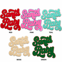 Patch brodé en chenille Santa Baby 11 pouces avec dos pailleté, thermocollant pour sweat-shirts de Noël