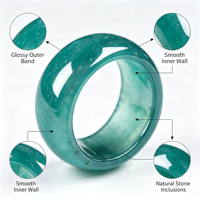 Bague Donut en Jadeite Bleu Glacé avec Vert Flottant, Pendentif en Jade Naturel Type A, Bijou pour Hommes et Femmes, Cadeau