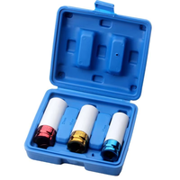 Professionnel 3PCS 1/2 "DR. Jeu de douilles à chocs hexagonaux Outils à main lourds profonds Douilles de couleur de pneu Kit d'outils à main