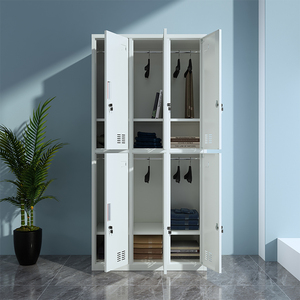 Armoire de rangement en acier blanc verrouillable avec 6 portes, étagères, barre de suspension et design ventilé pour usage en entrepôt - Product Image 2