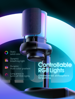 Microphone à condensateur filaire USB-C ME6S RGB pour gaming avec réduction de bruit ENC, réverbération et monitoring à latence nulle pour PC et diffusion en direct