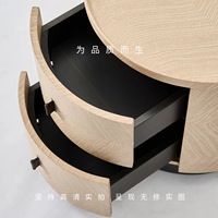 Table de chevet ronde minimaliste italienne design, table de chevet en placage de bois à 2 tiroirs, armoire de rangement de luxe pour chambre à coucher