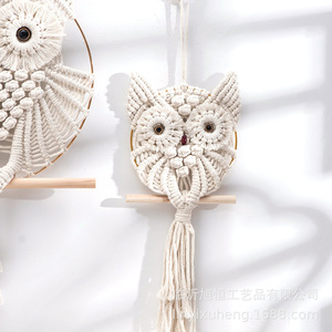 Corde moderne <span class=keywords><strong>en</strong></span> coton tissé à la main hibou <span class=keywords><strong>macramé</strong></span> tenture murale tapisserie Art déco flotteur nature morte motif décor à la maison cadeau - Product Image 2