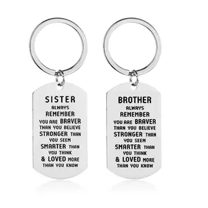 JF Gifts Brother Remember You Are Brave Keychain Stainless Steel / Motivational Keychain / DIY Stainless Steel Keychain