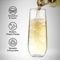 Verres à vin et à champagne en plastique PET transparent épais, flûte à champagne élégante sans pied