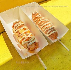 Toptan biyobozunur Kraft kağıt karton suşi Hamburger sandviç aperatif kutusu kullanımlık servis tabağı tepsiler Set <span class=keywords><strong>Hot</strong></span> <span class=keywords><strong>Dog</strong></span> sahipleri - Product Image 2