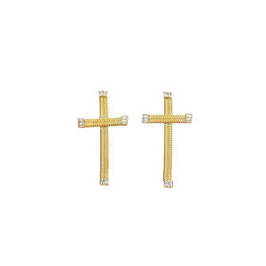 ต่างหูรูปกากบาท สแตนเลส 316L ชุบทอง PVD ประดับเพชร เครื่องประดับแฟชั่น - Product Image 1