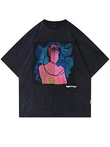 เสื้อยืดโอเวอร์ไซส์แขนสั้นสไตล์วินเทจสำหรับผู้ชาย ผ้าฝ้ายถัก 100% ระบายอากาศได้ดี ลายกราฟิก - Product Image 4