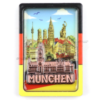 Aimant de réfrigérateur en MDF de qualité supérieure, souvenir de Munich, Allemagne, avec cadre en bois