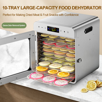 Déshydrateur alimentaire commercial en acier inoxydable à 12 plateaux, sécheuse intelligente pour la maison