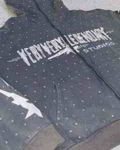 Factory Custom Embroidery Patch Printing Rhinestone Acid Wash Full Zip up <b>Hoodie</b> for <b>Men</b> Heavyweight French Terry Winter XL Size - Product Image 4