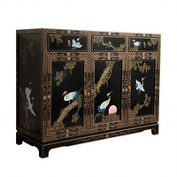 Nouvelle armoire d'entrée de style chinois en bois massif pour salon, avec finition laquée noire peinte à la main, meubles pour la maison