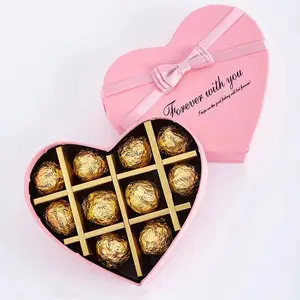 علبة شوكولاتة وردية اللون لحفلات الزفاف علبة ورقية للشوكولاتة على شكل قلب حلوى الحب علبة شوكولاتة هدايا مصنوعة يدويًا