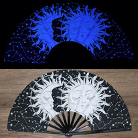 Abanico Plegable de Plástico Reflectante Holográfico con Diseño de Araña, 33 cm de Alto, Abanico de Mano Premium para Fiestas y Festivales