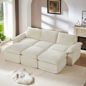 Modern Square Corduroy Cloud Compression <b>Sofa</b> Set Modular Design for Hotel & Villa Use Comfortable Sitting Experience - Product Image 5