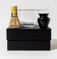 Accessoires de cérémonie du thé matcha traditionnels, ensemble cadeau de 4 pièces en verre matcha, bol en bambou violet, whisky