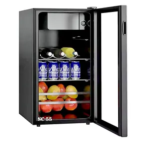 102L Factory Manufacture Single Door Glass Door Ice Bar Compact Refrigerator with Freezer Box