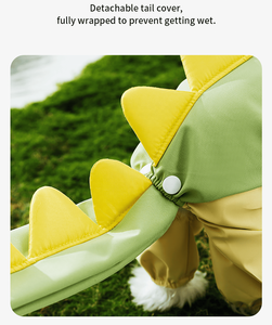 Impermeable ligero reflectante amarillo para cachorros, cobertura completa, impermeable, niña grande, dinosaurio Xl, chubasqueros para perros franceses con capucha - Product Image 3