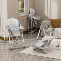 Chaise haute pour bébé Clafbebe, pliable, multifonctionnelle, inclinable sur 7 niveaux, facile à nettoyer, avec housse de siège en PU